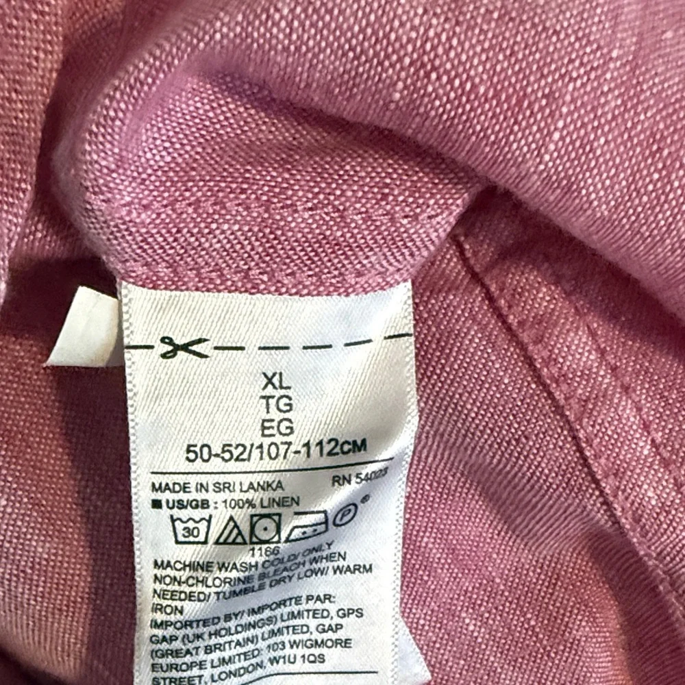 Banana Republic Camden Standard Fit 100% Linen Pink Button Up Shirt Men’s Large